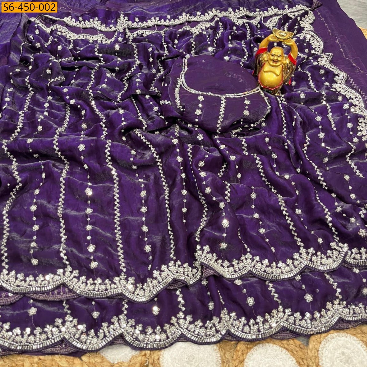 Purple Space silk embroidery sarees