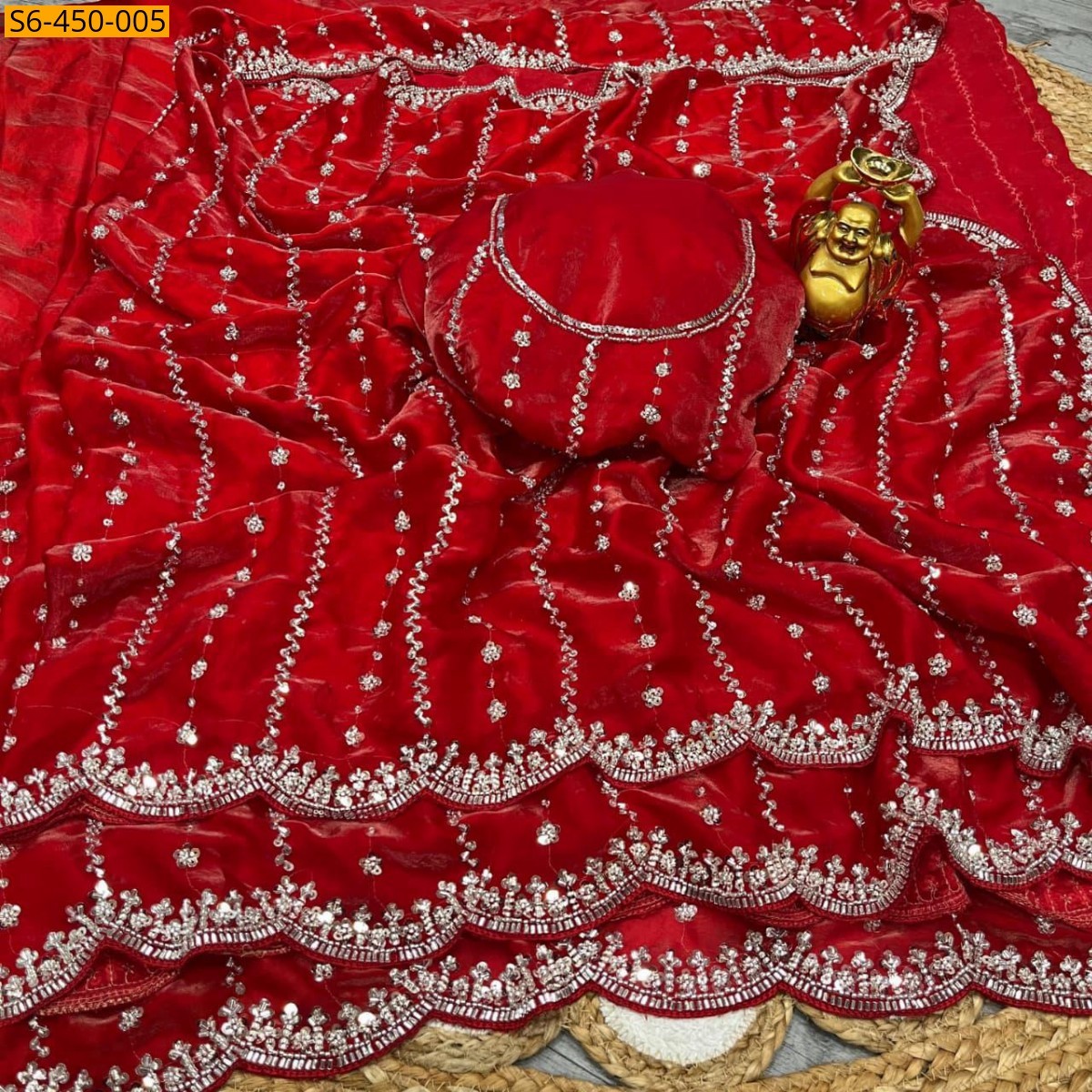 Red Space silk embroidery sarees