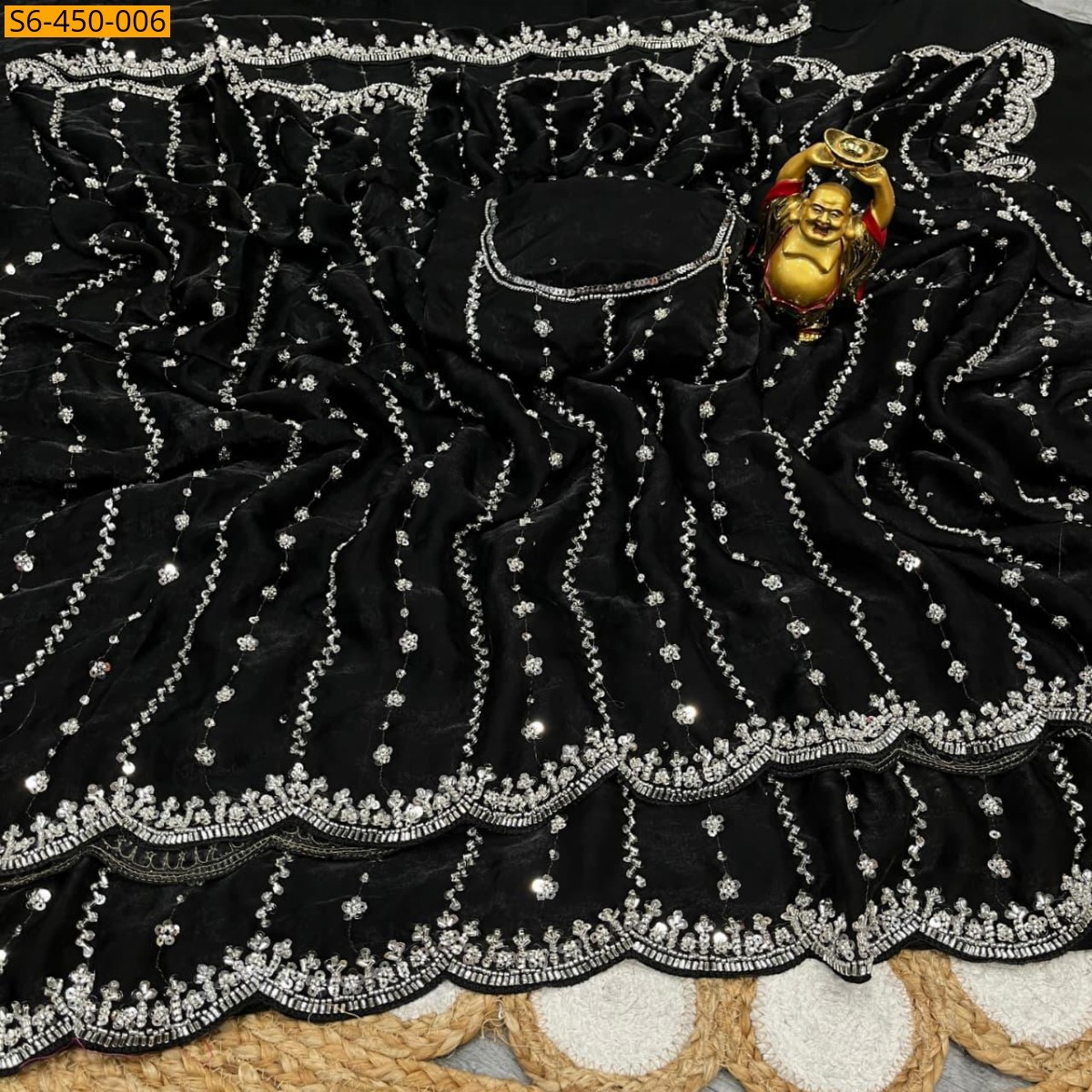 Black Space silk embroidery sarees