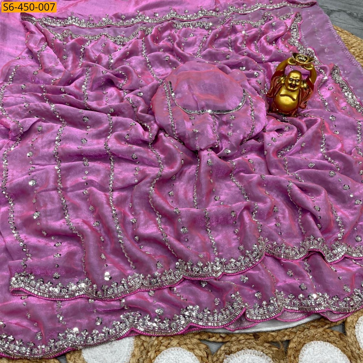 Pink Space silk embroidery sarees