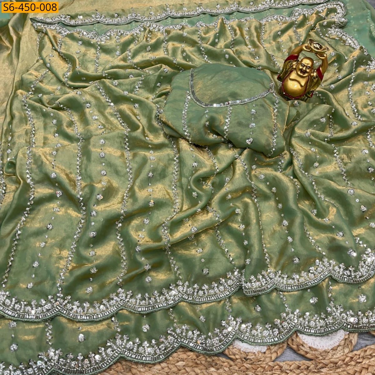 Green Space silk embroidery sarees