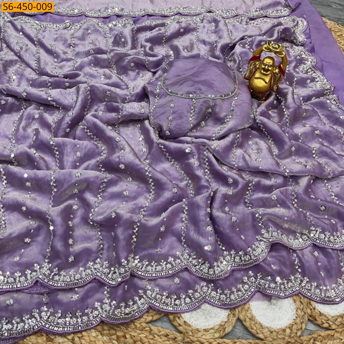 Space silk embroidery sarees