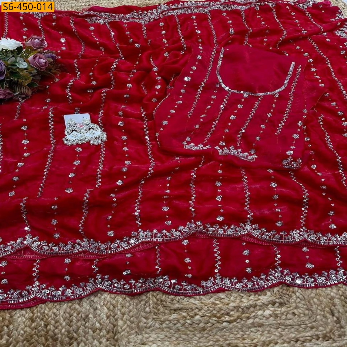 Space silk embroidery sarees