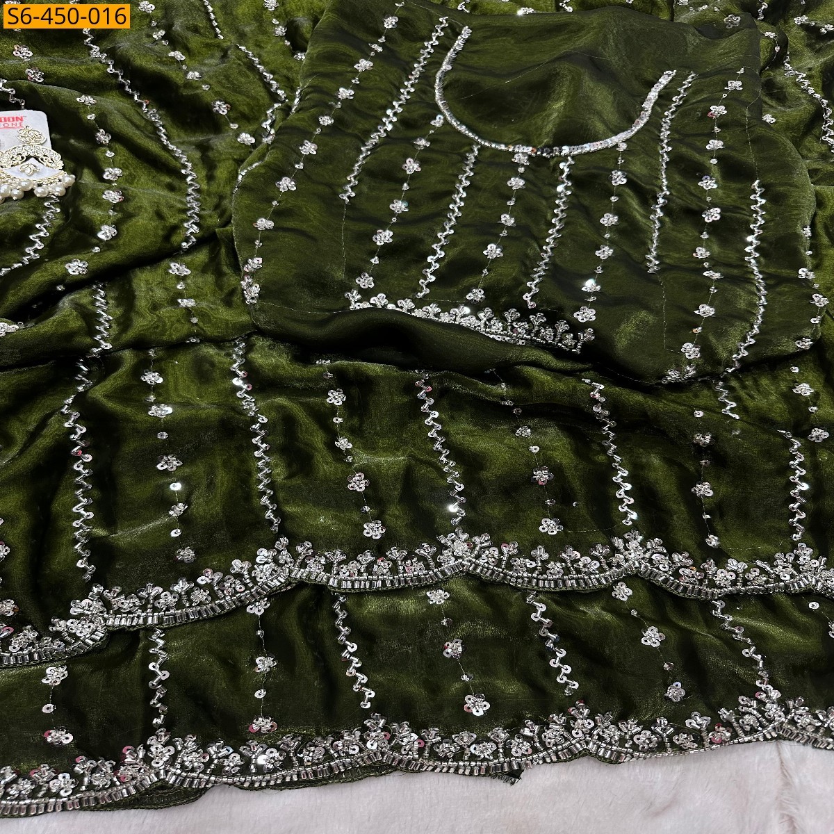 Green Space silk embroidery sarees