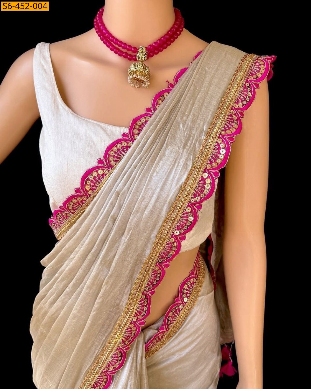 Half White Fancy tissue silk sarees