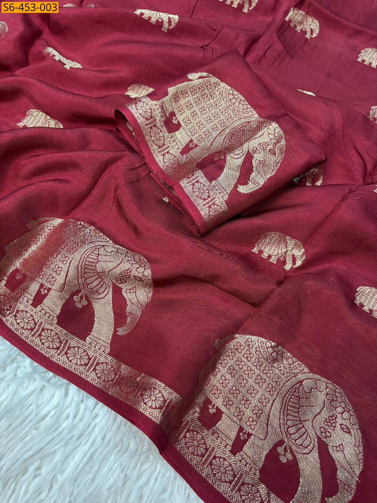 Fancy Viscose muslin sarees - Red