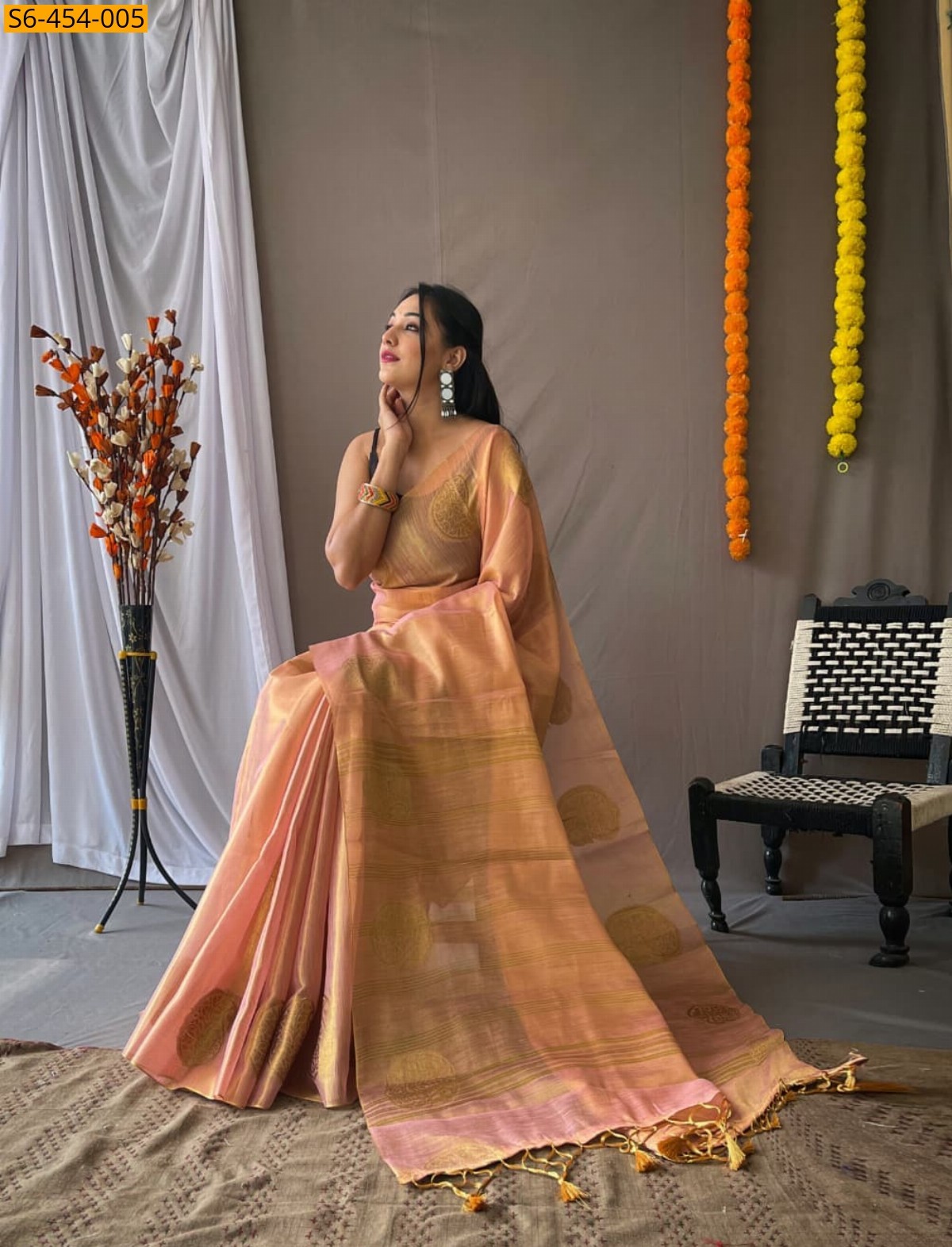 Light Pink Fancy tissue silk sarees