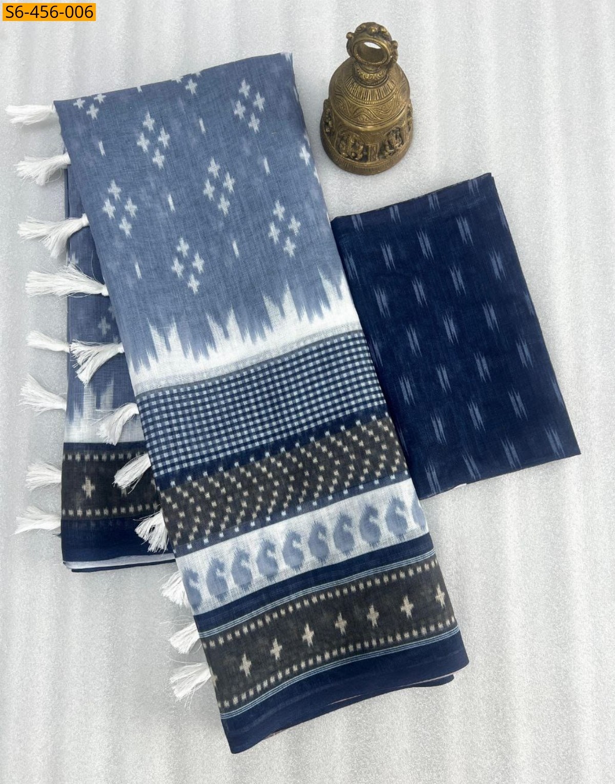 Light Blue Fancy Linen sarees