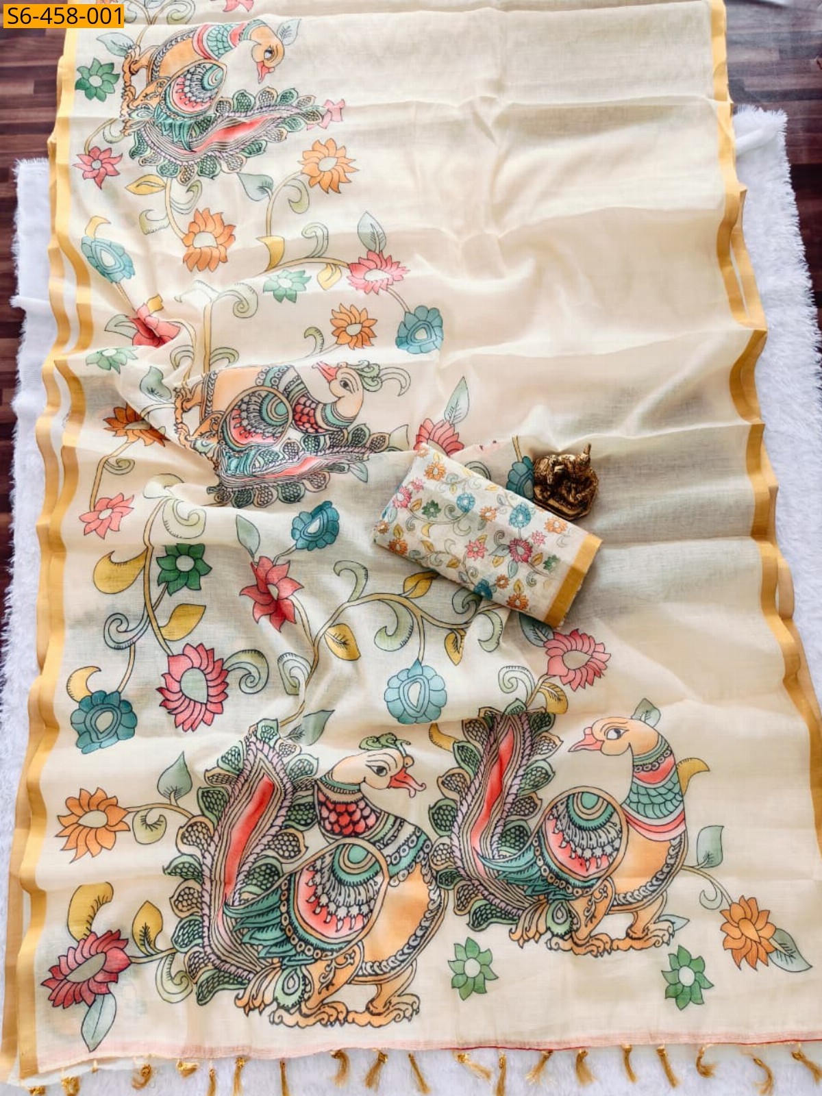 Sandal Fancy linen  blooming sarees