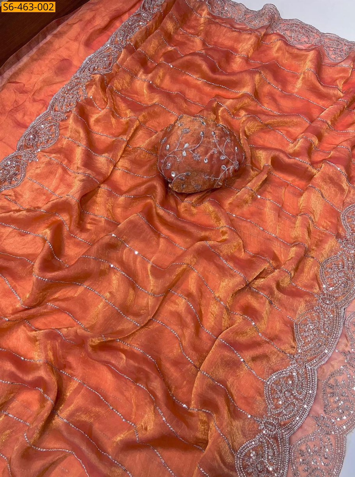 Orange Fancy Fendy Chiffon Saree 