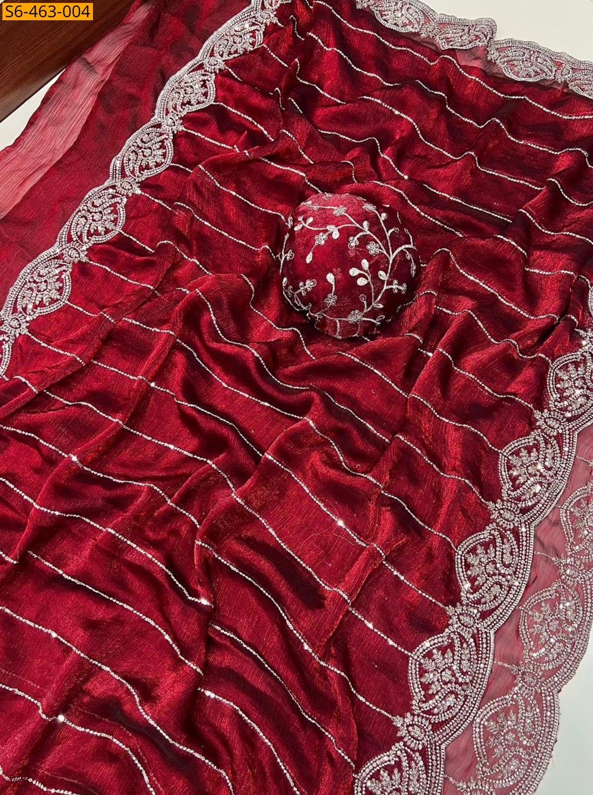 Maroon Fancy Fendy Chiffon Saree 