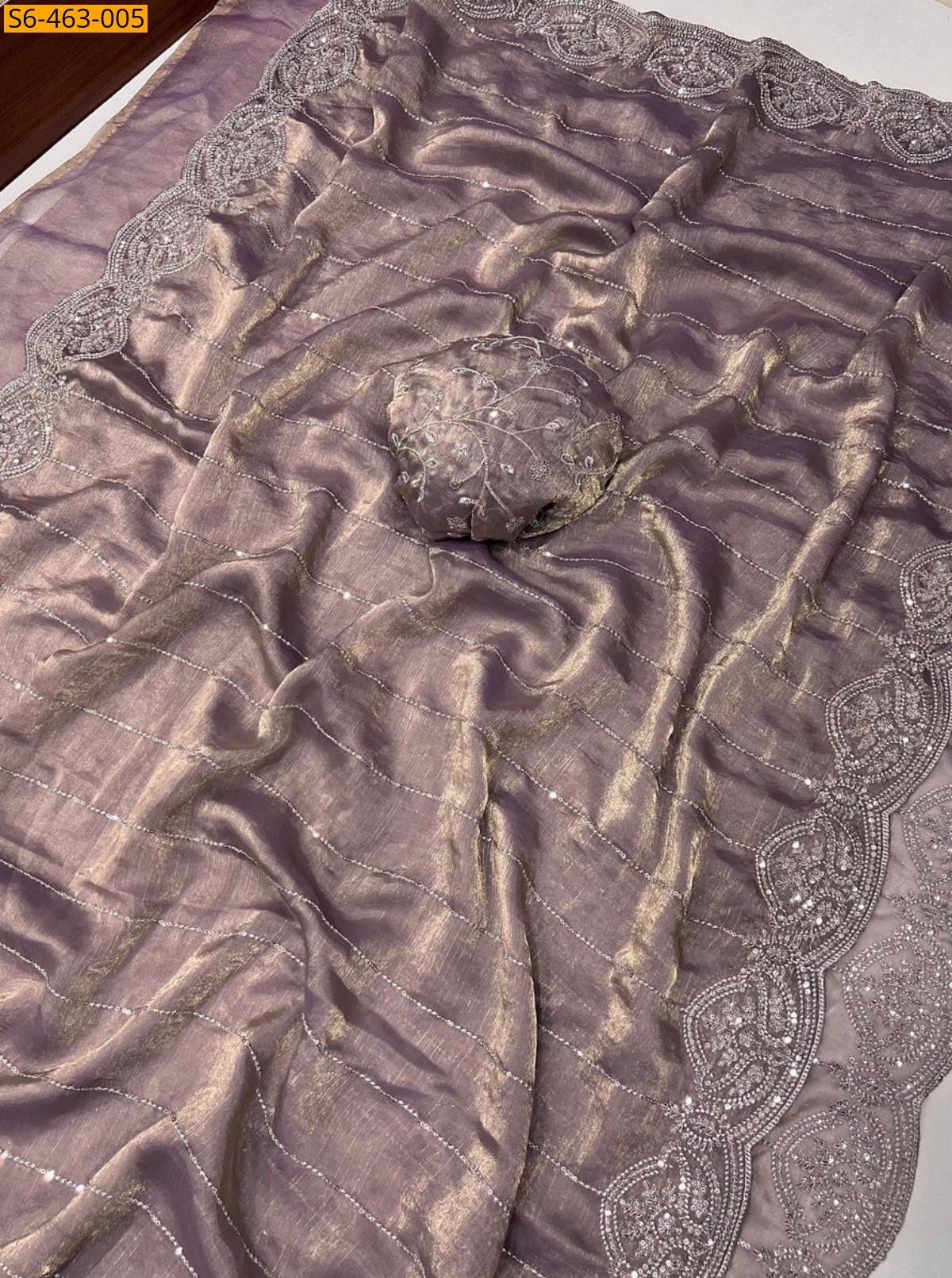 Purple Fancy Fendy Chiffon Saree 