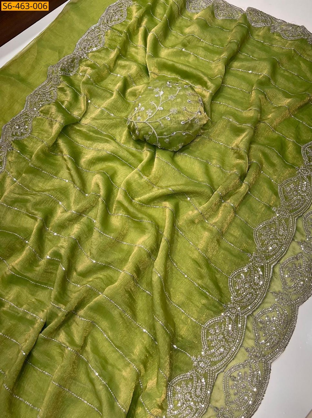 Green Fancy Fendy Chiffon Saree 