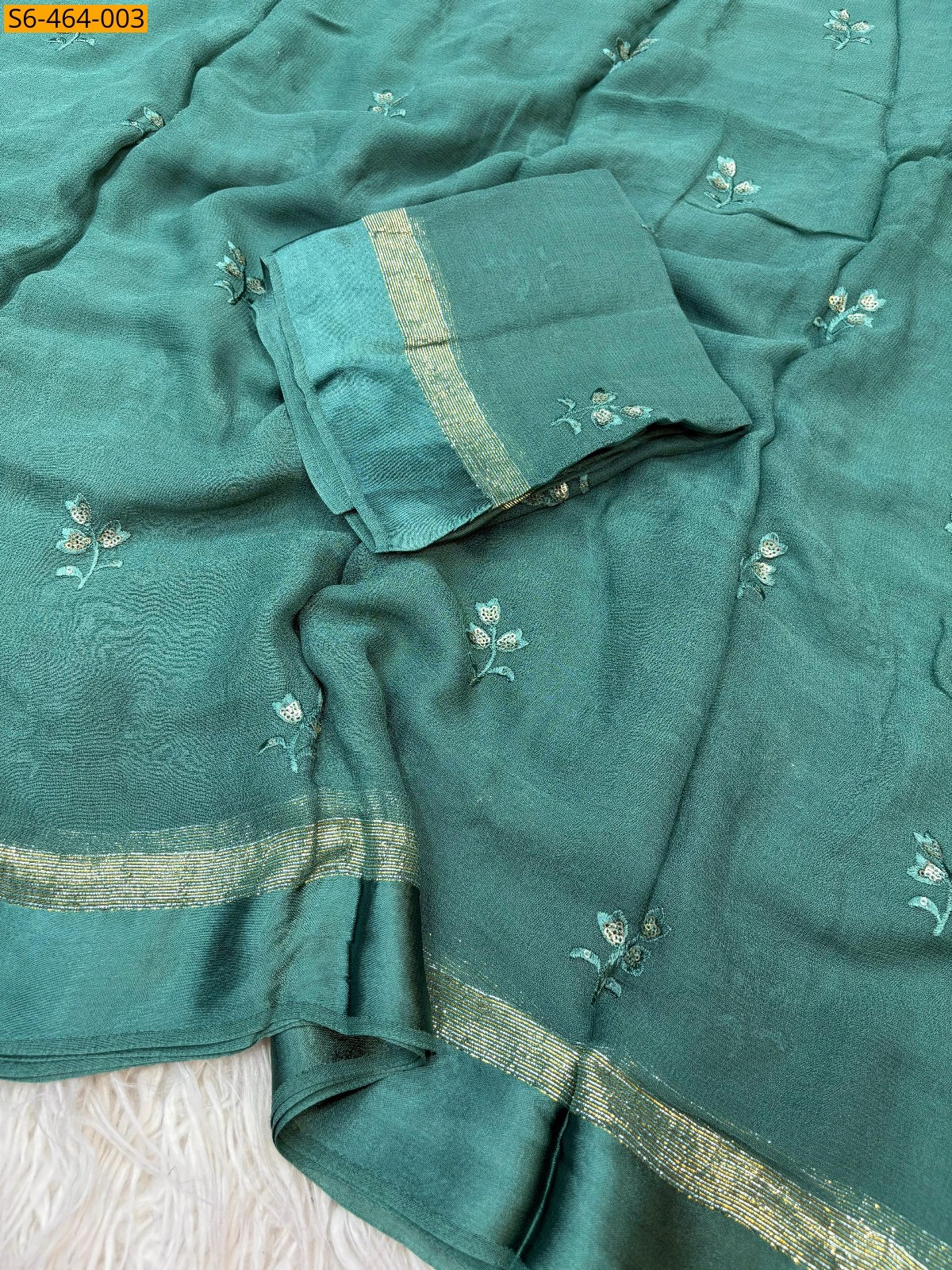 Sky blue Fancy viscose Georgette Saree