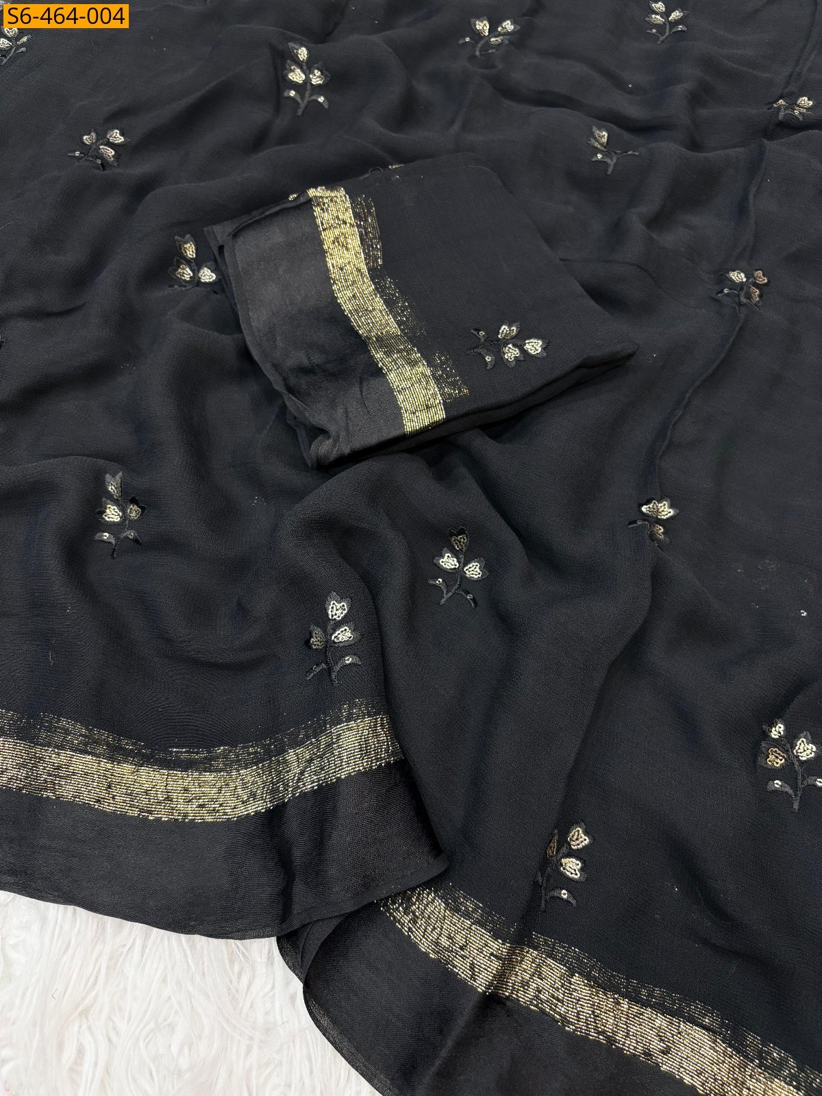Black Fancy viscose Georgette Saree