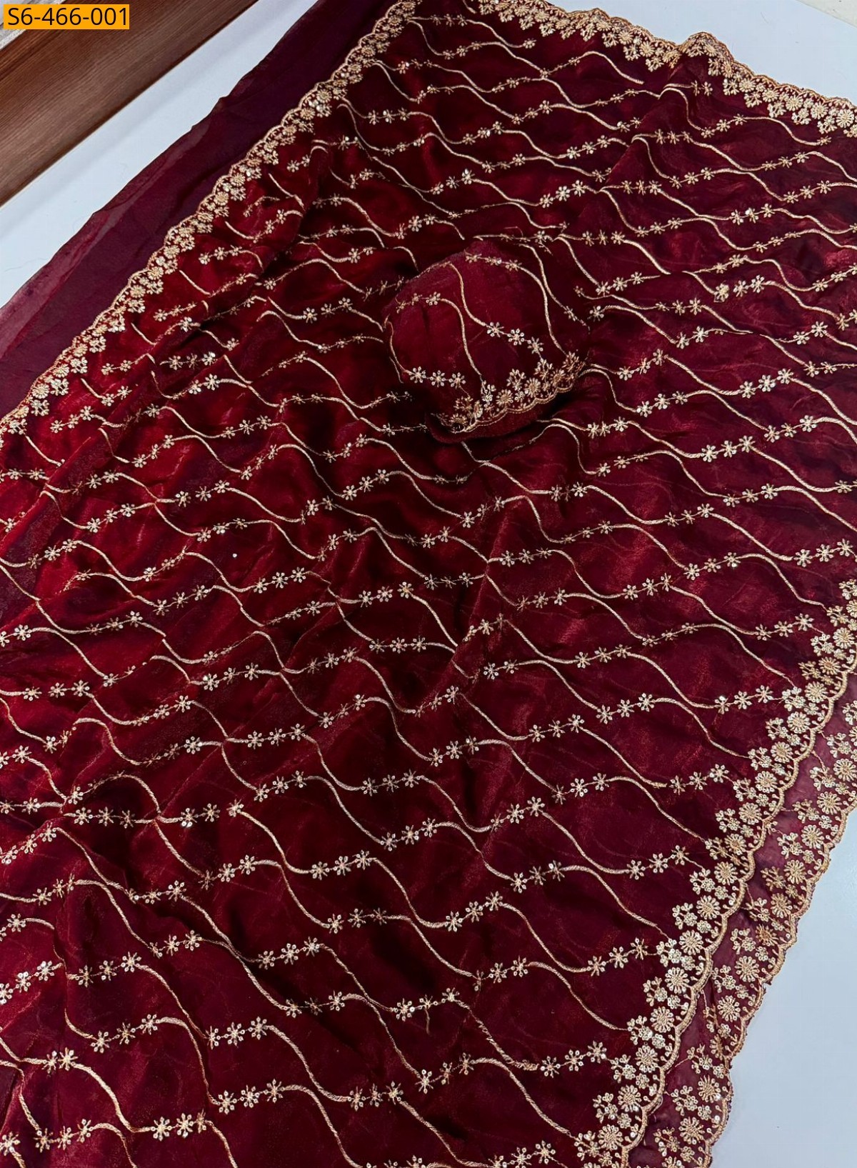 Maroon Fancy Space Sattin Saree