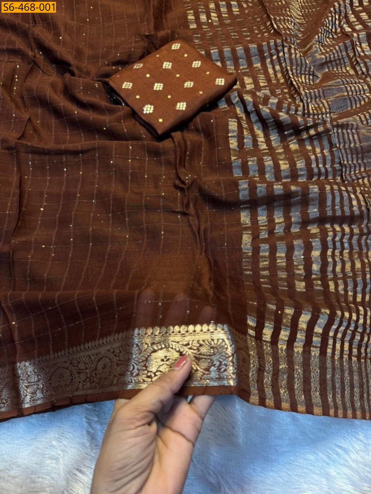 Brown Fancy Viscose Georgette Saree 