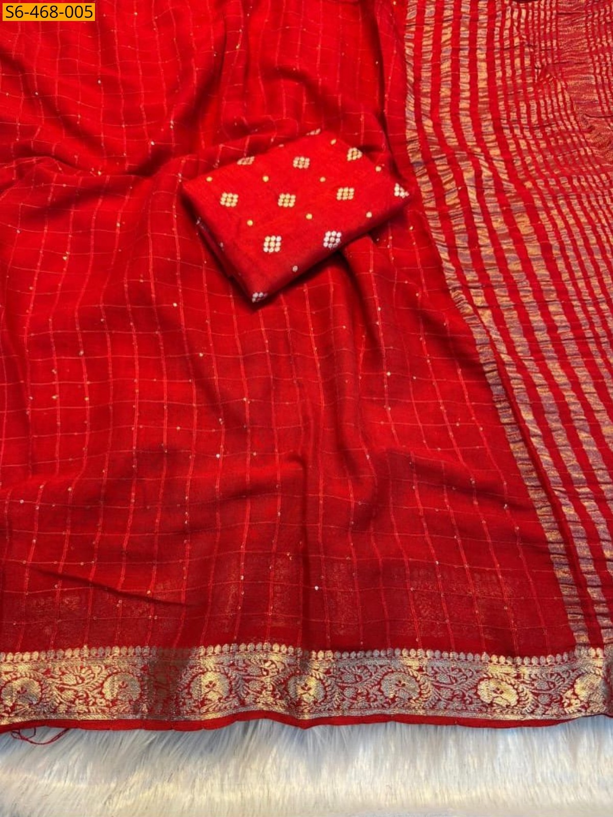 Red Fancy Viscose Georgette Saree 