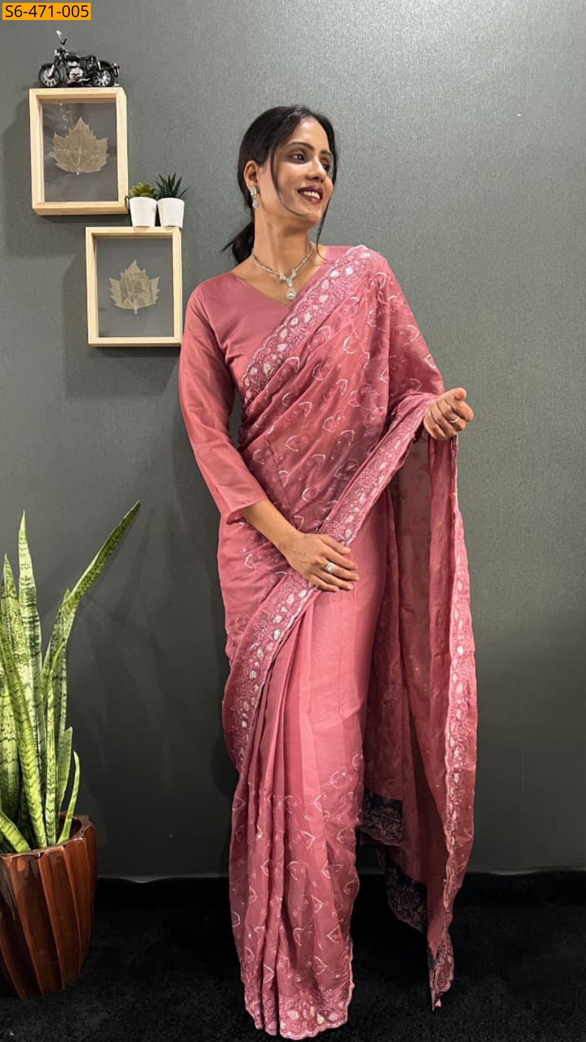 Peach Fancy Georgette Silk Saree 