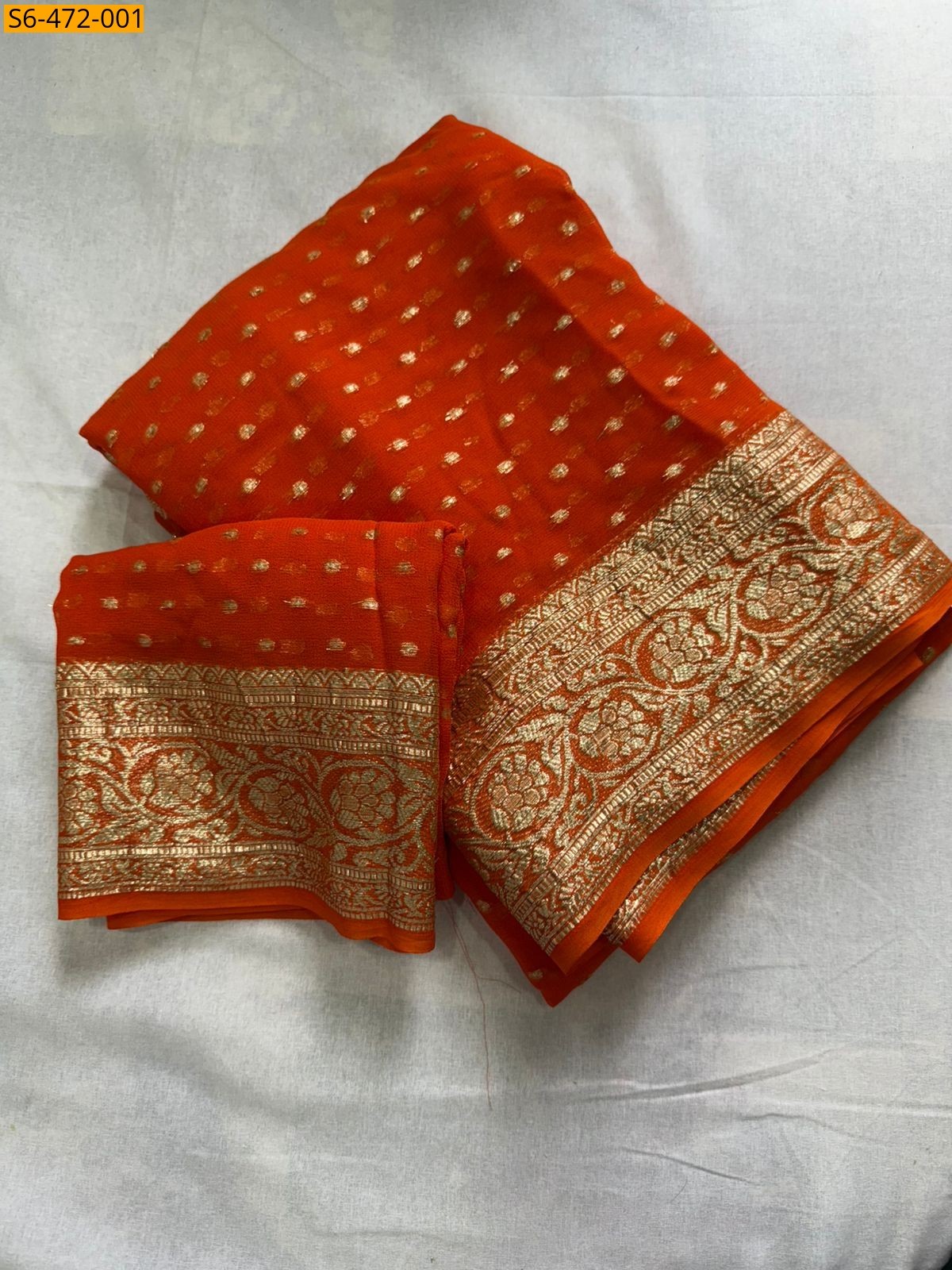 Orange Fancy Viscose Georgette Saree
