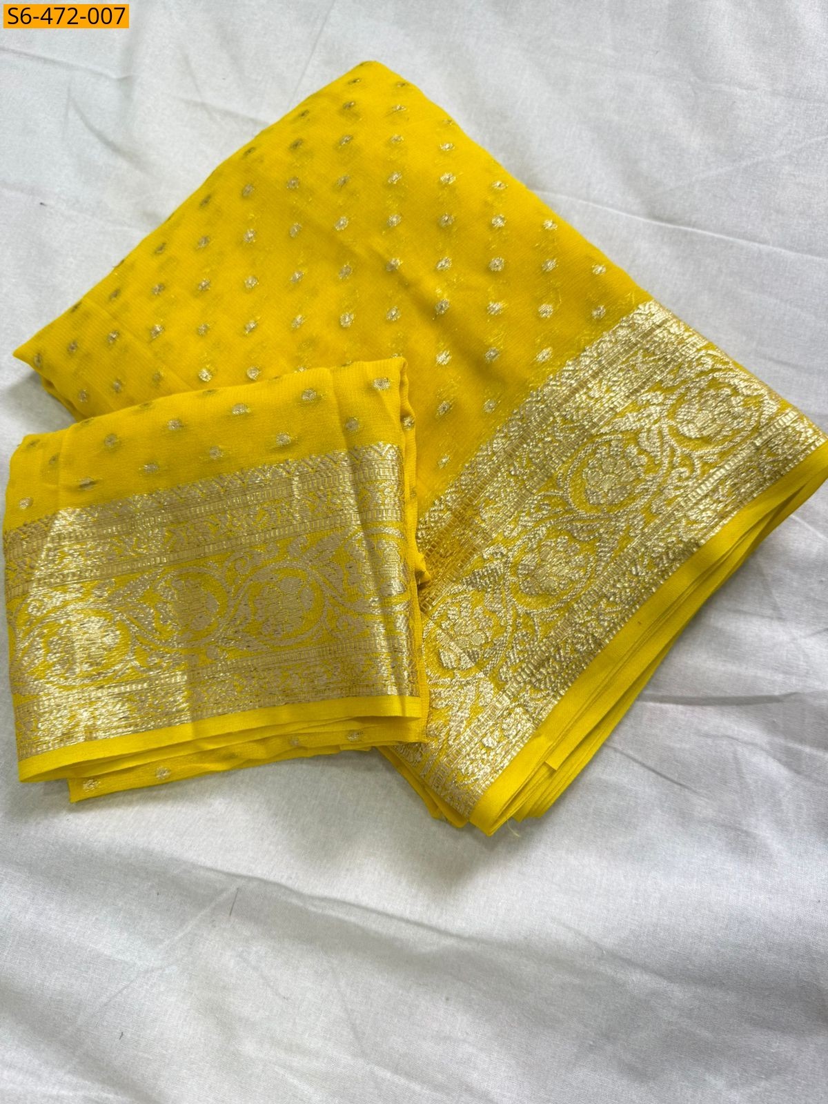 Yellow Fancy Viscose Georgette Saree