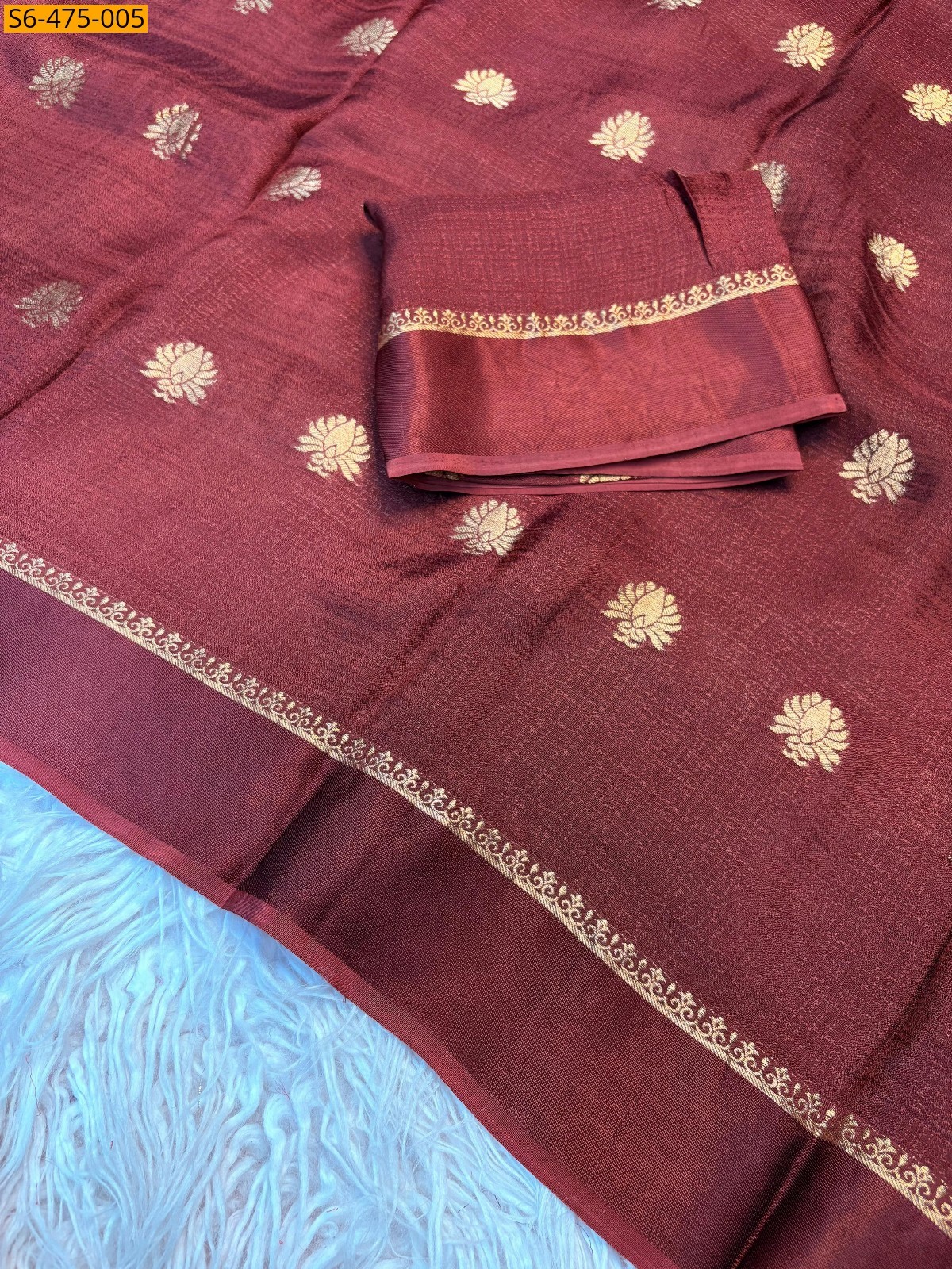 Maroon Fancy Viscose Soft  Khadi Saree