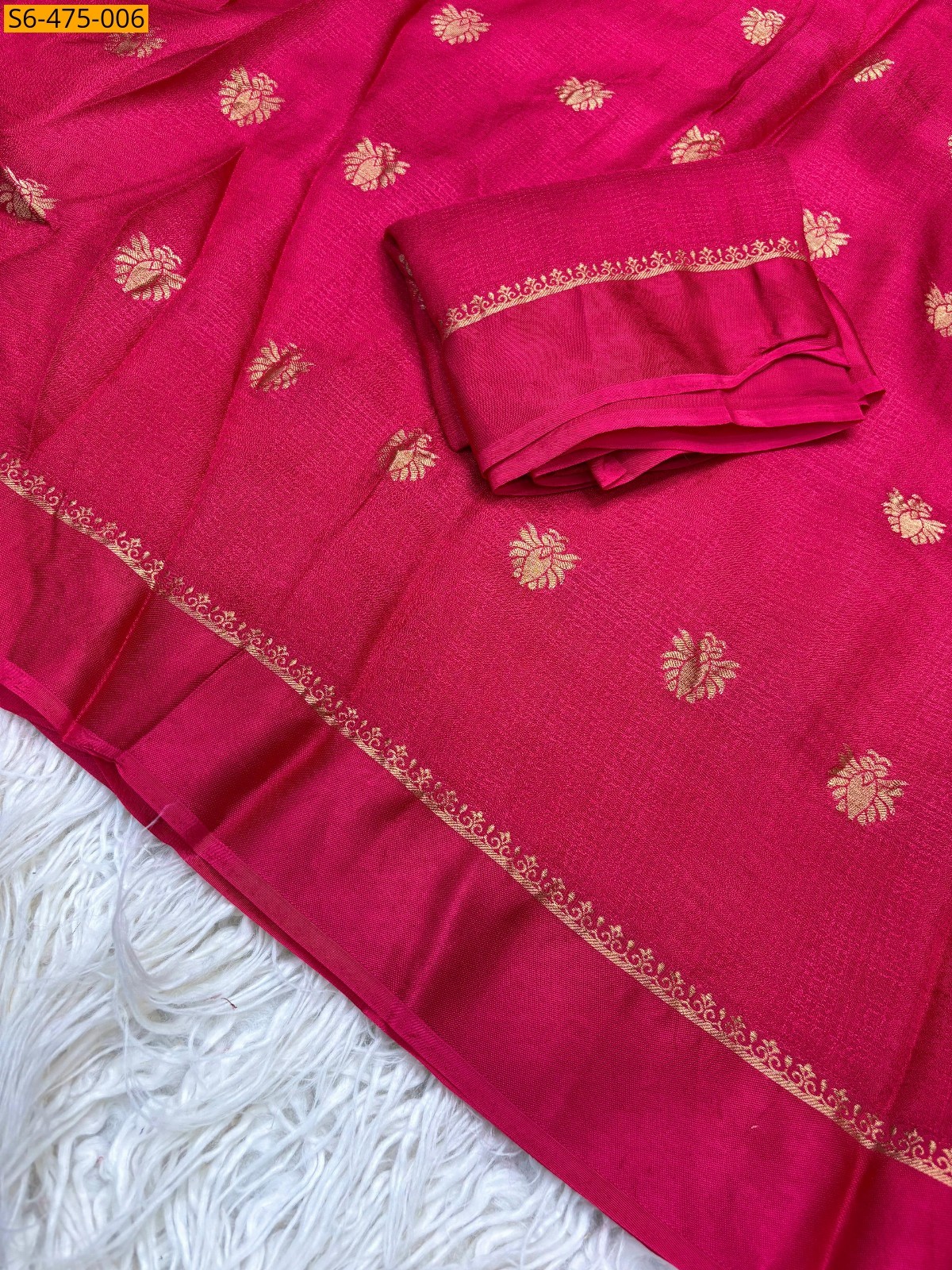 Pink Fancy Viscose Soft  Khadi Saree