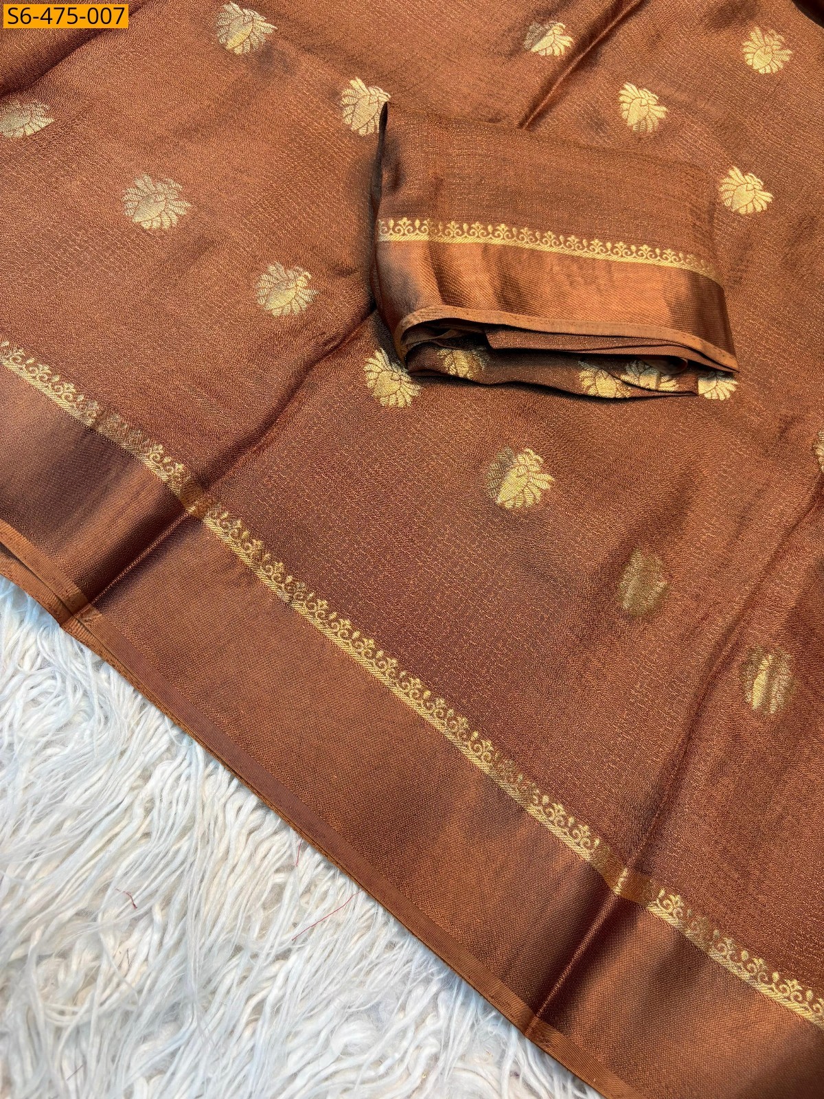 Brown Fancy Viscose Soft  Khadi Saree