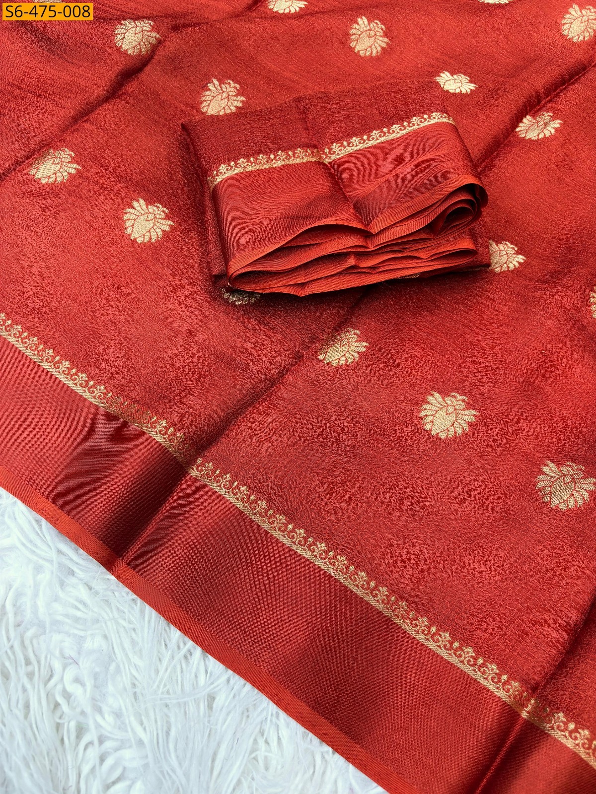 Orange Fancy Viscose Soft  Khadi Saree