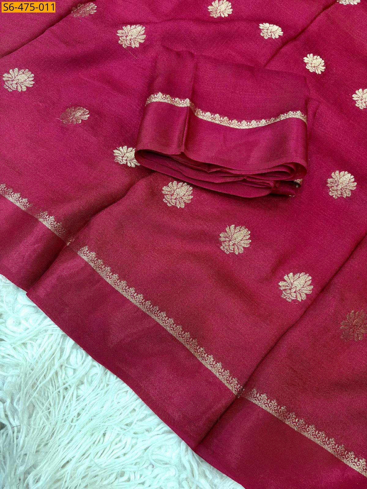 Pink Fancy Viscose Soft  Khadi Saree