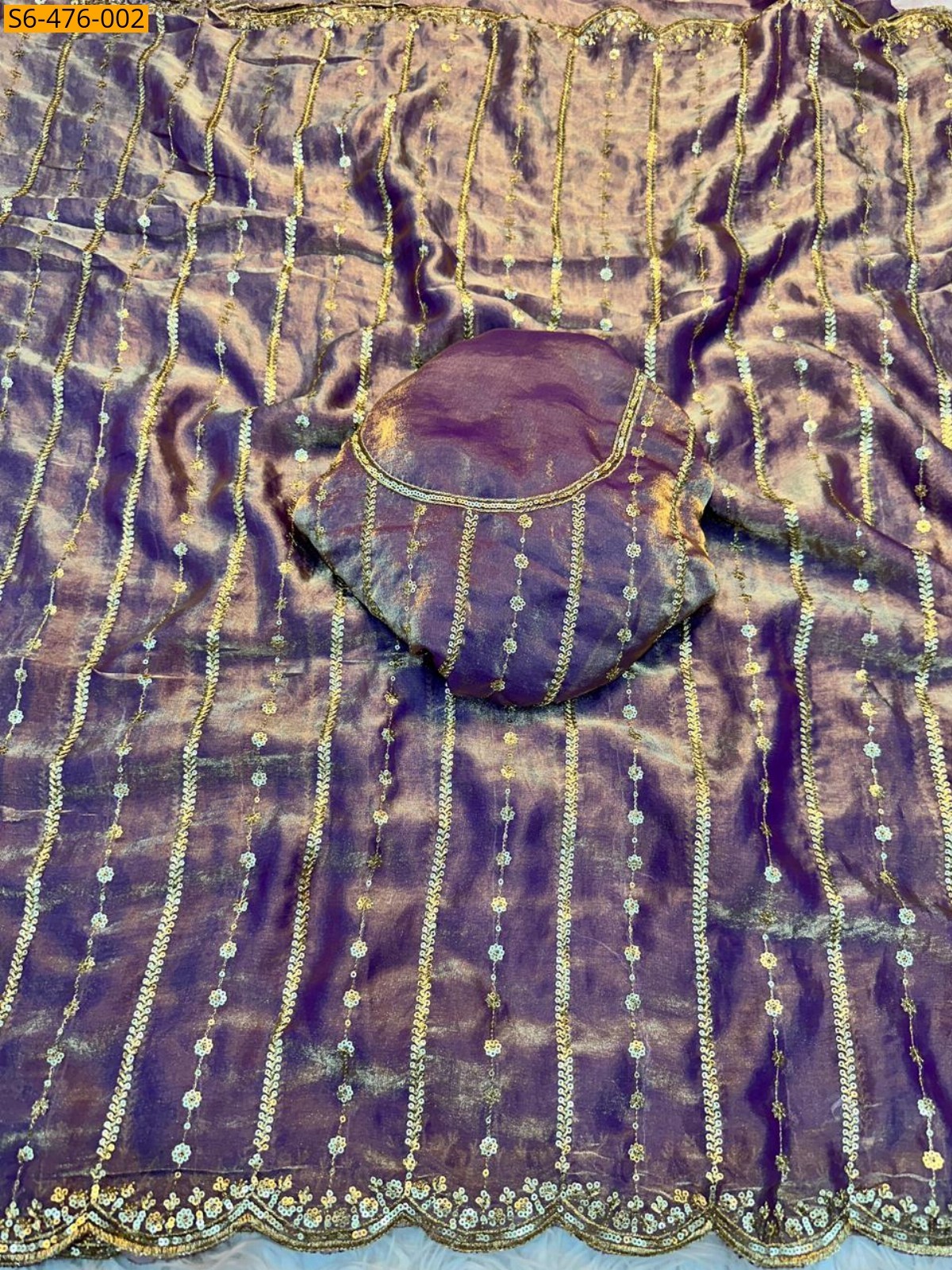 Purple Fancy Soft Space Silk Saree