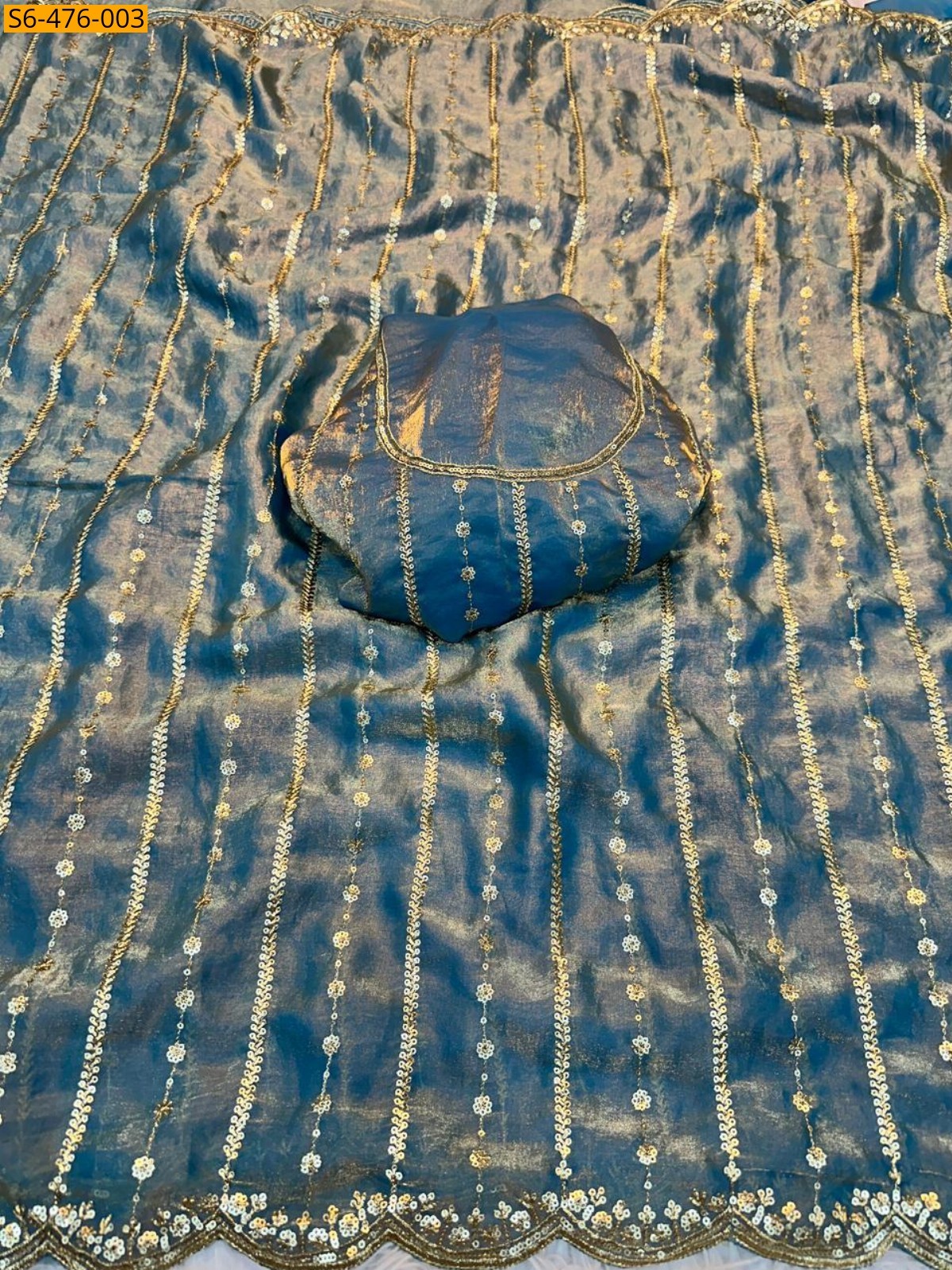 Shy blue Fancy Soft Space Silk Saree