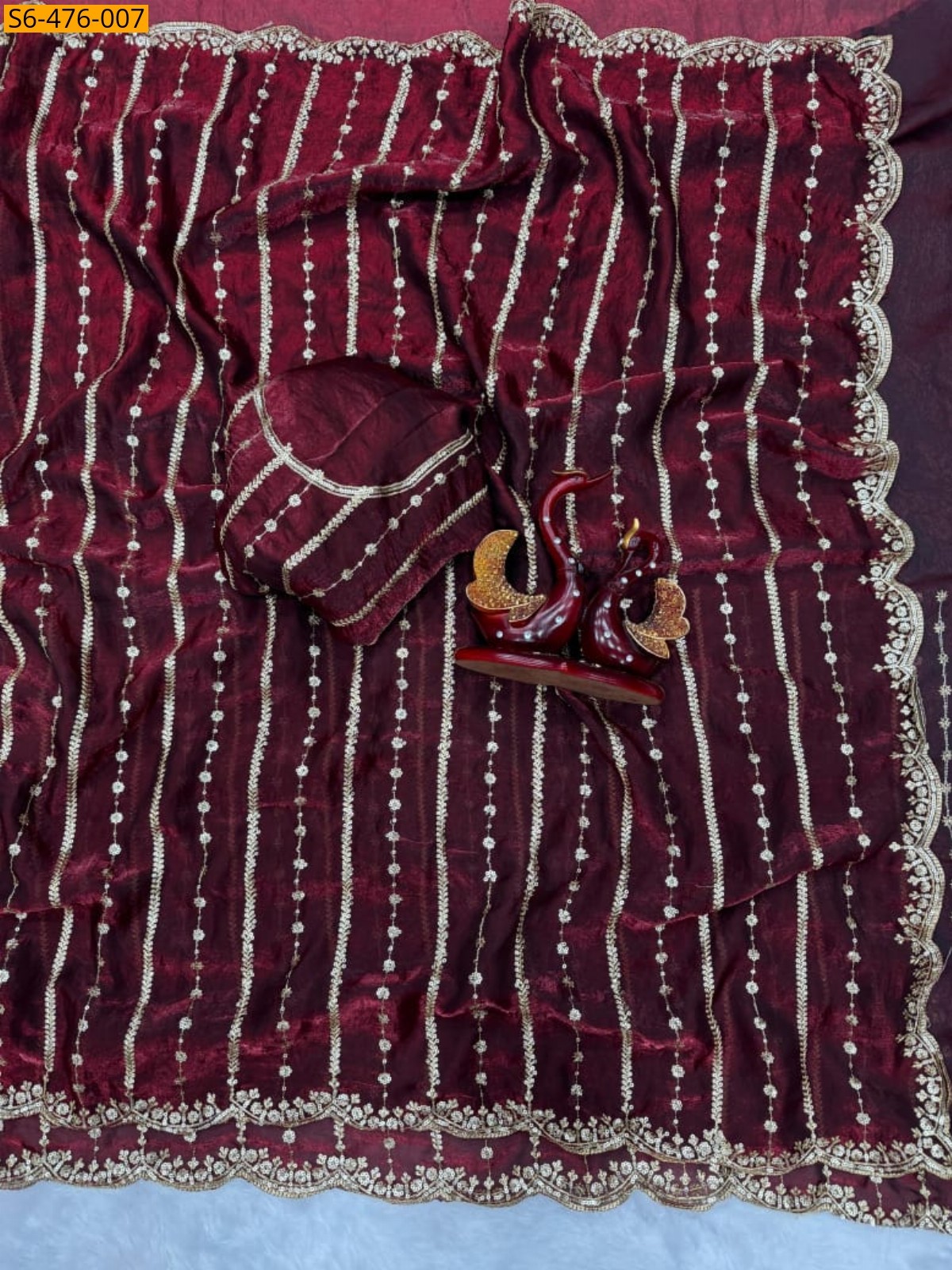 Maroon Fancy Soft Space Silk Saree