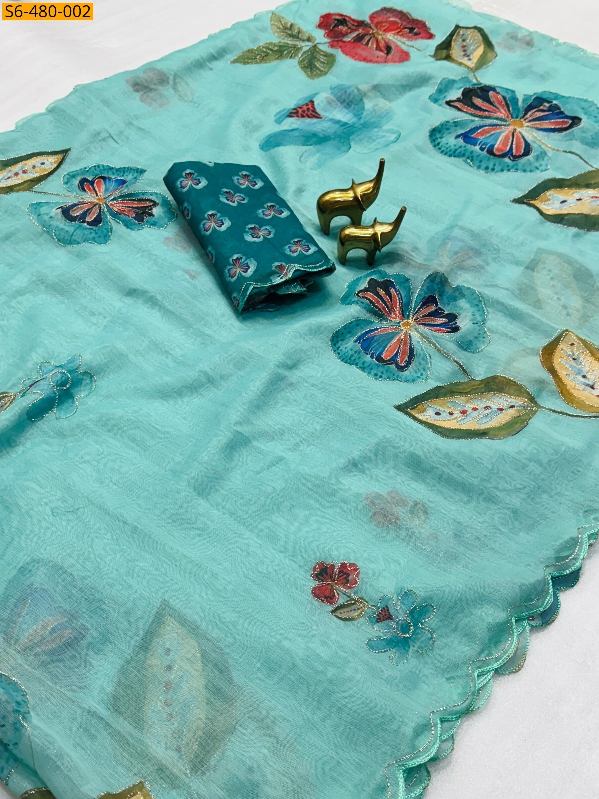 Blue Fancy Soft Chanderi cotton Saree