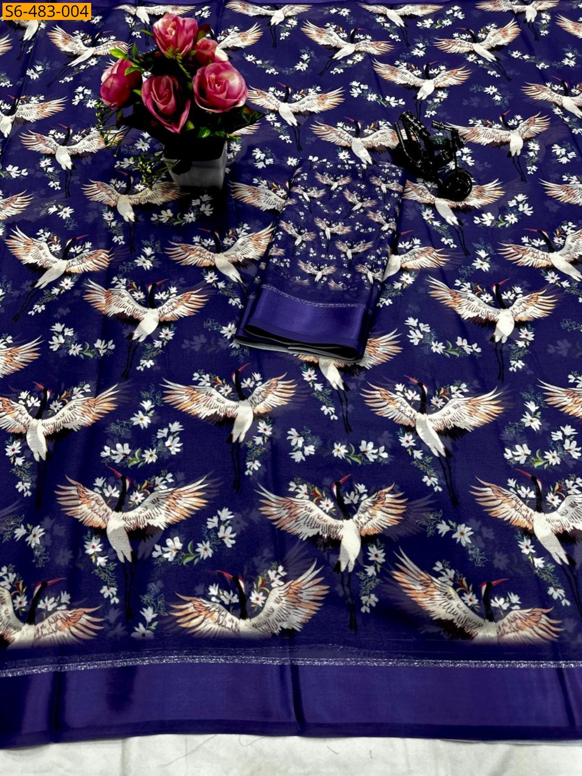 Violet Fancy Moss Chiffon Saree