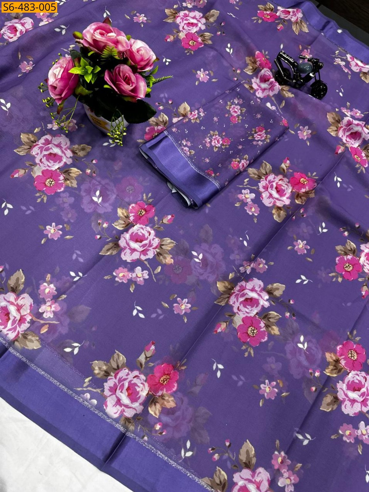 Violet Fancy Moss Chiffon Saree