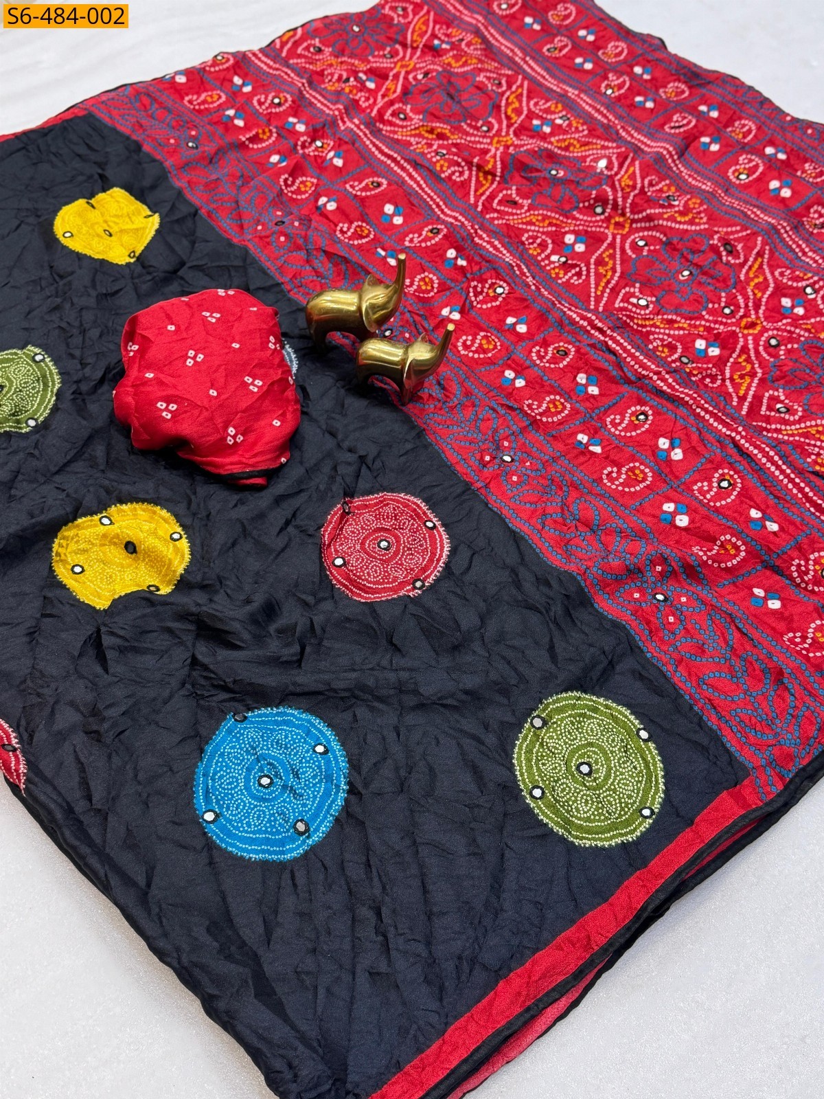 Black Fancy Moss Bandhani printed saree Saree