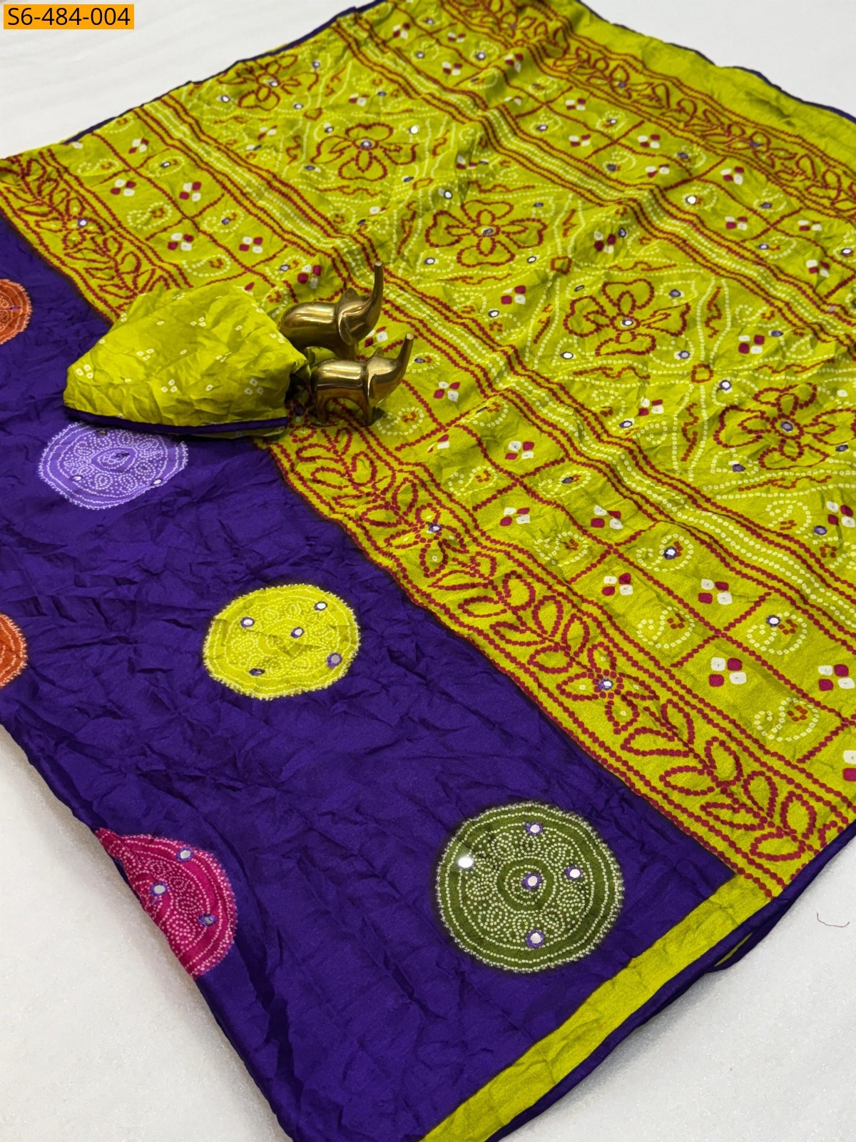 Violet Fancy Moss Bandhani printed saree Saree