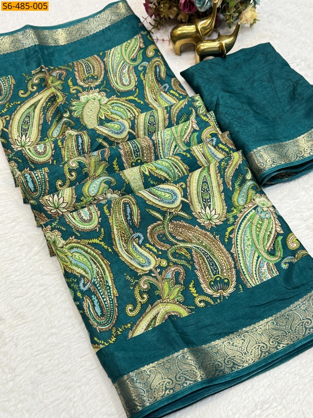 Peacock green Fancy Tasva silk saree Saree