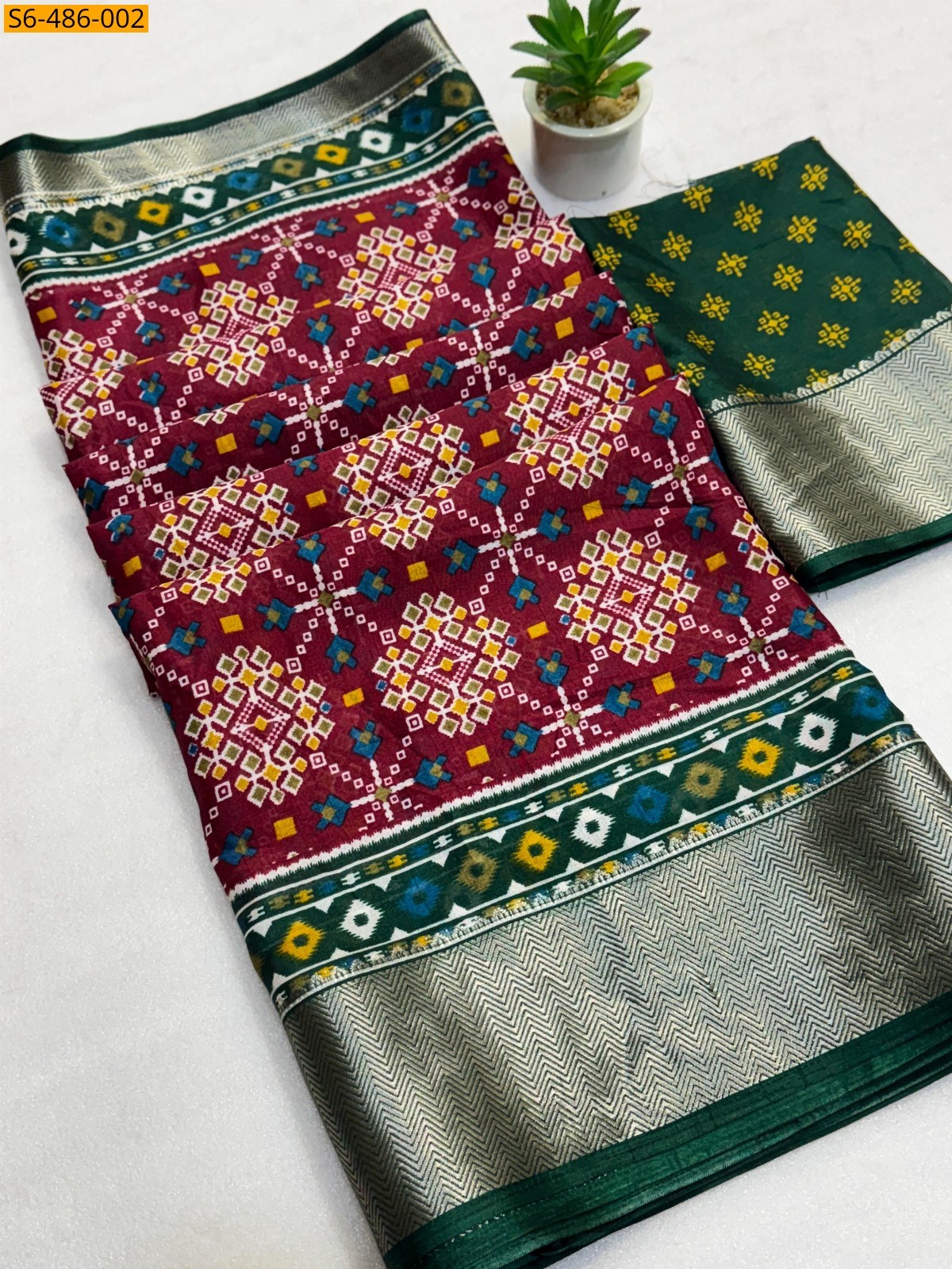 Wine Fancy Soft dola silk printed Saree