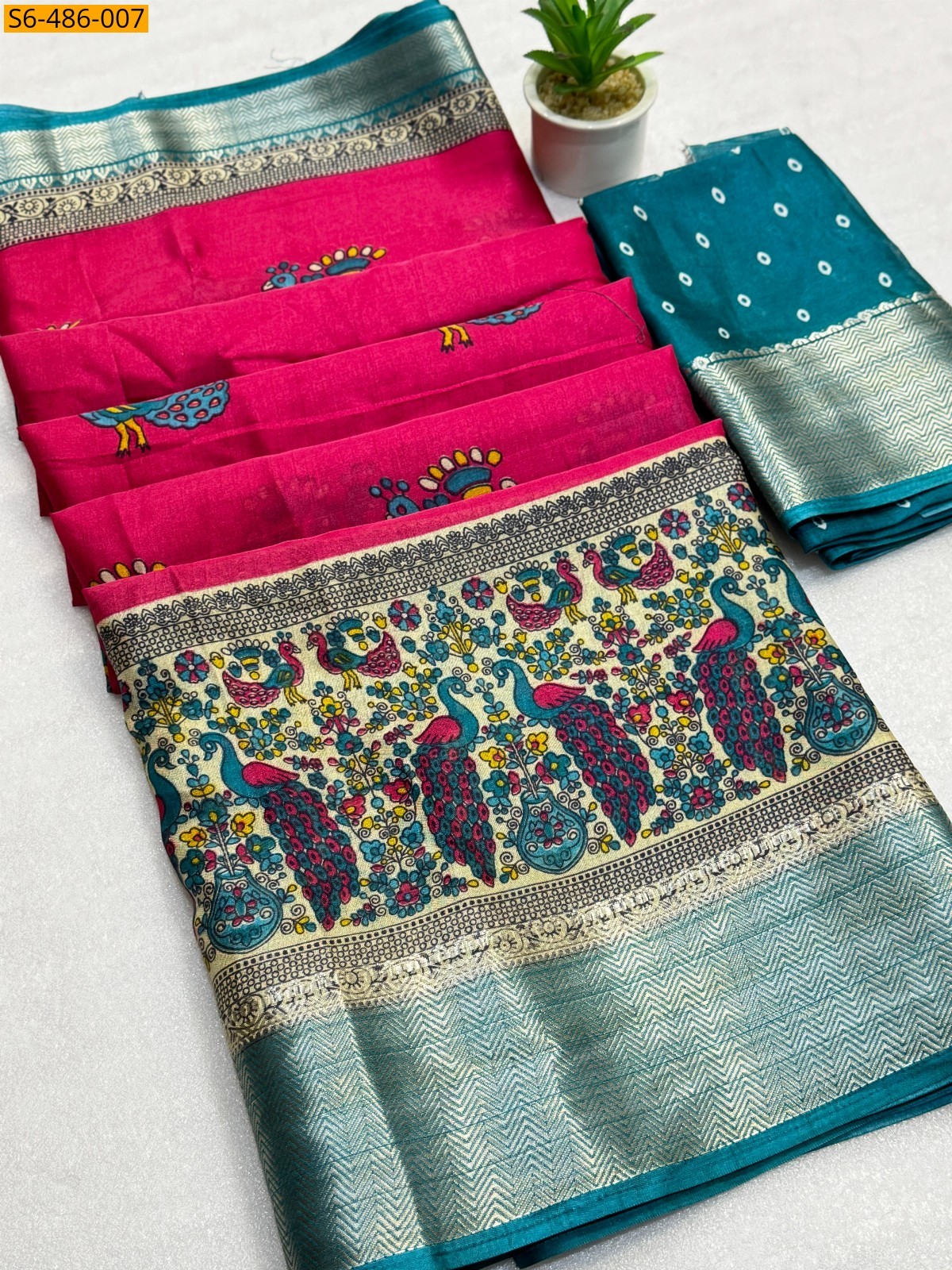 Pink Fancy Soft dola silk printed Saree