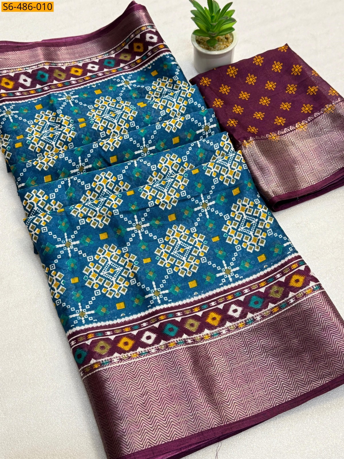 Blue Fancy Soft dola silk printed Saree