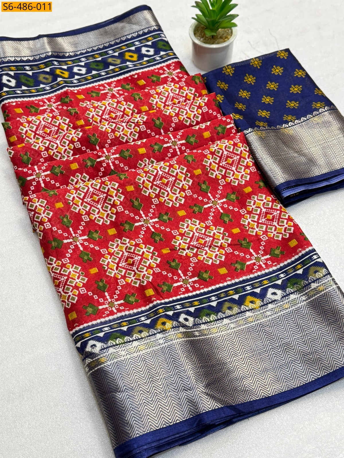 Red Fancy Soft dola silk printed Saree