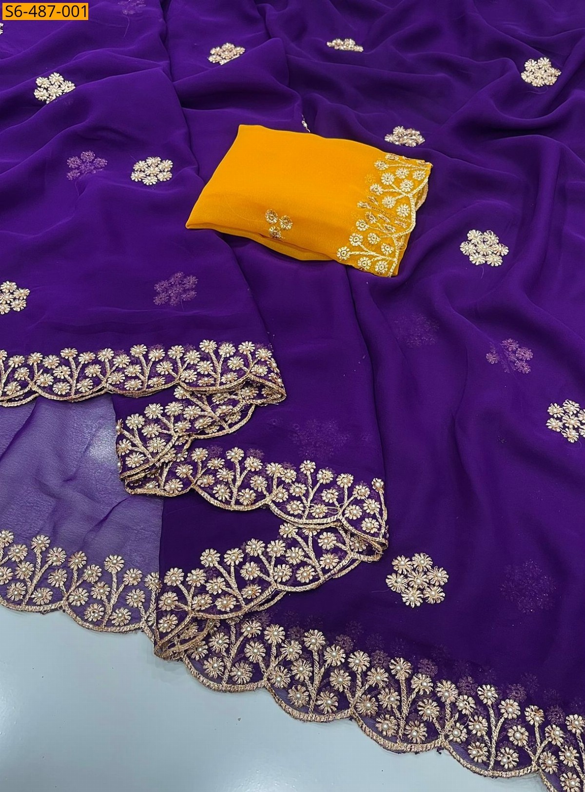 Violet Fancy Georgette  Saree