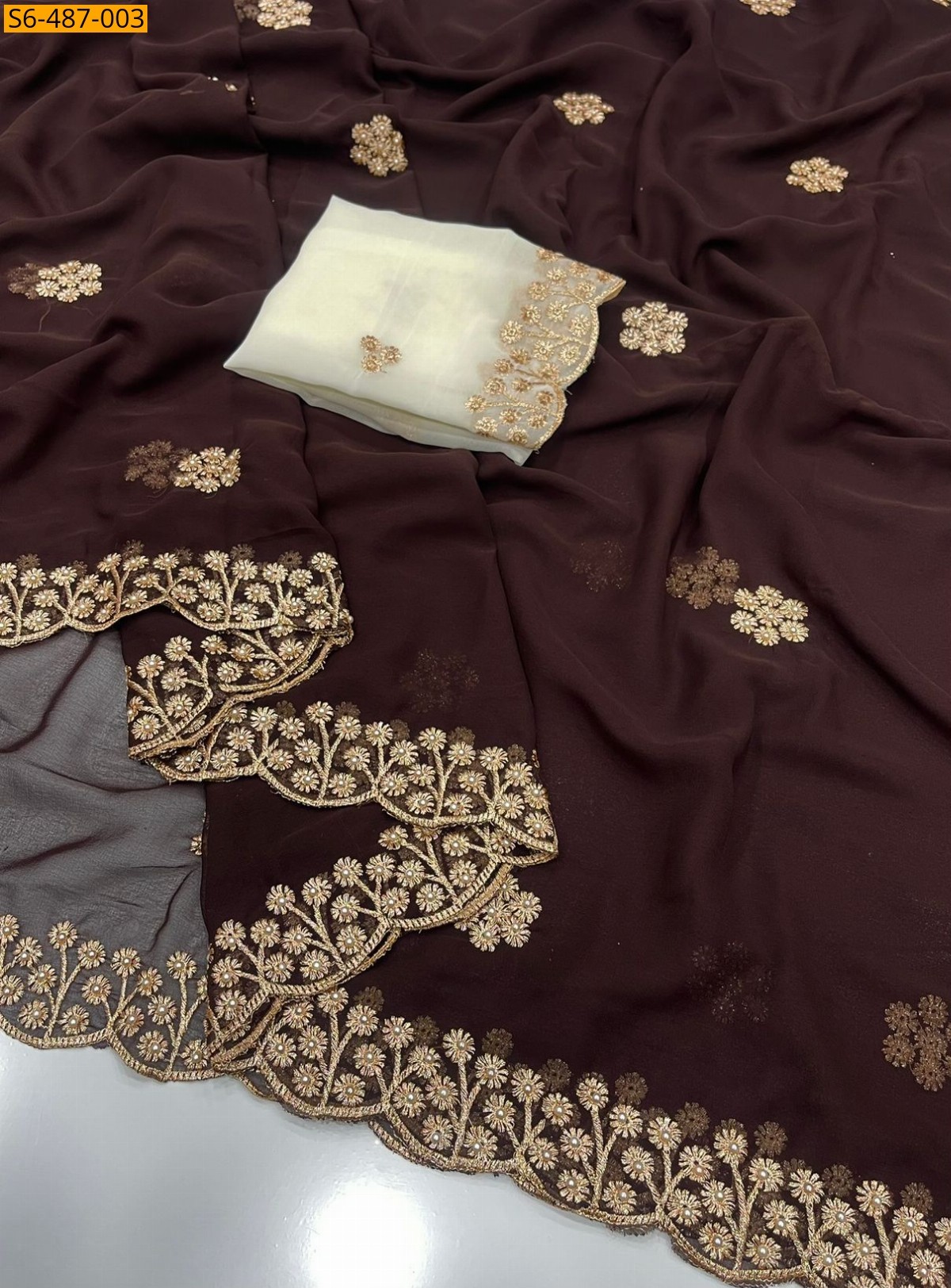 Brown Fancy Georgette  Saree