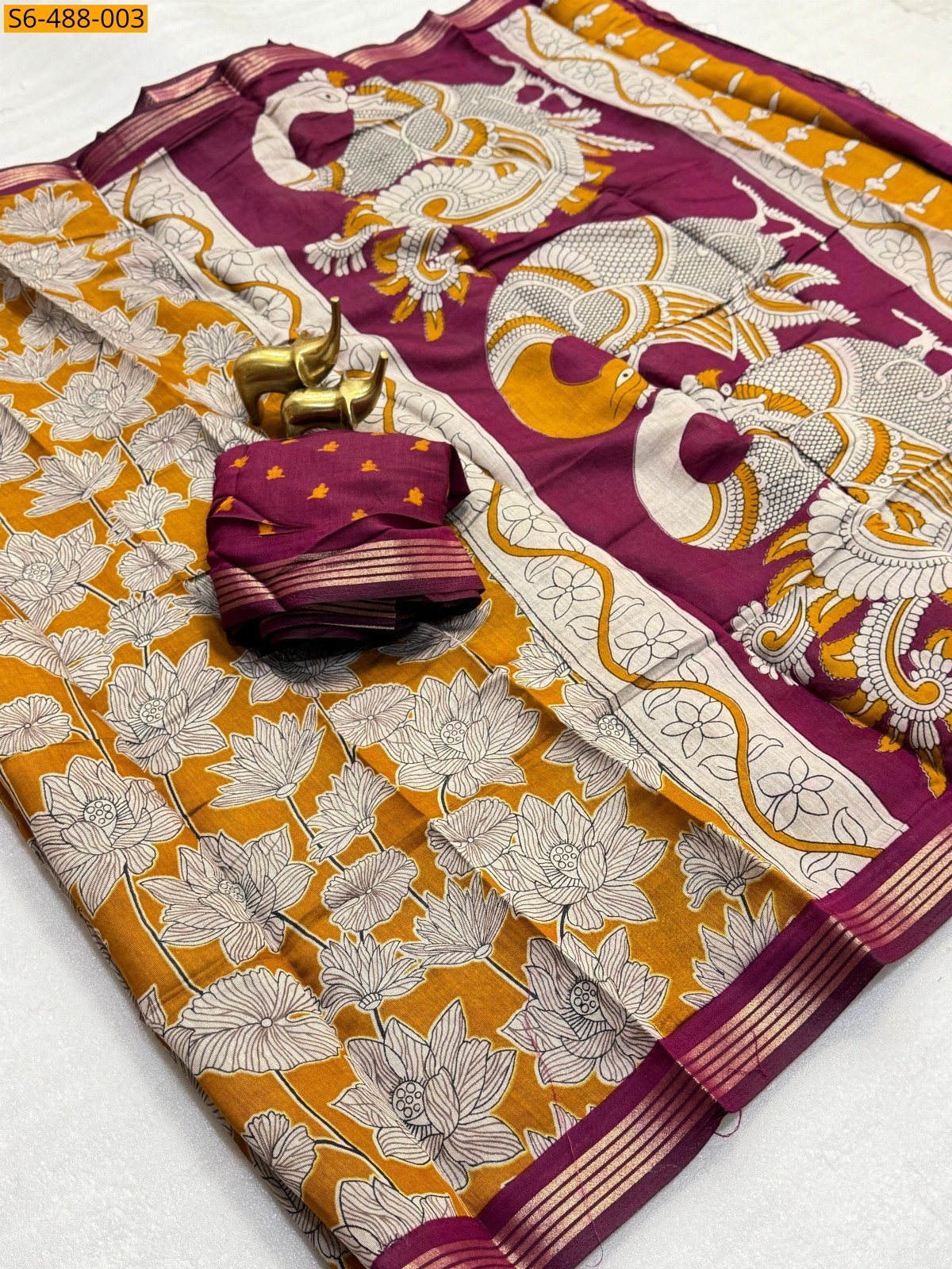 Yellow Fancy Mangalagiri silk sarees