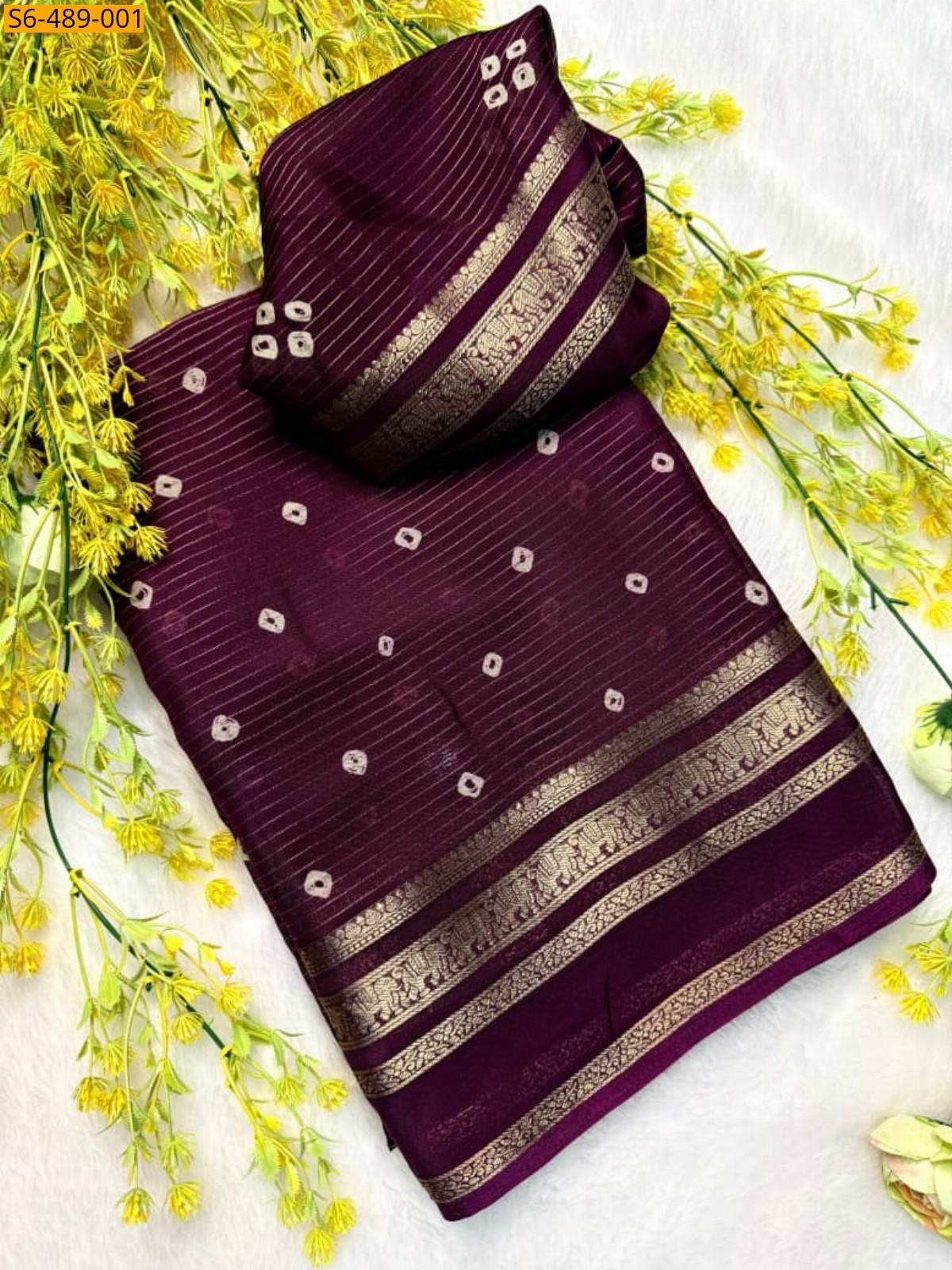 Wine Fancy Crepe silk sarees