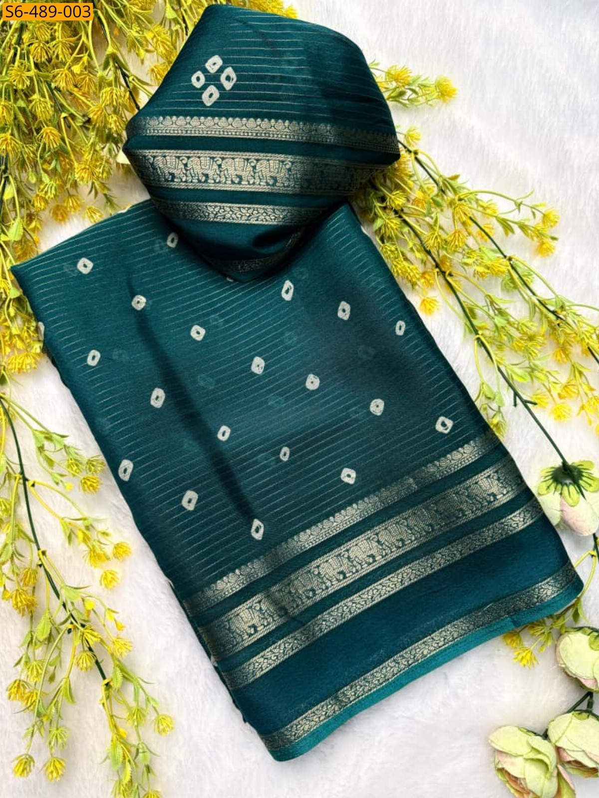 Green Fancy Crepe silk sarees
