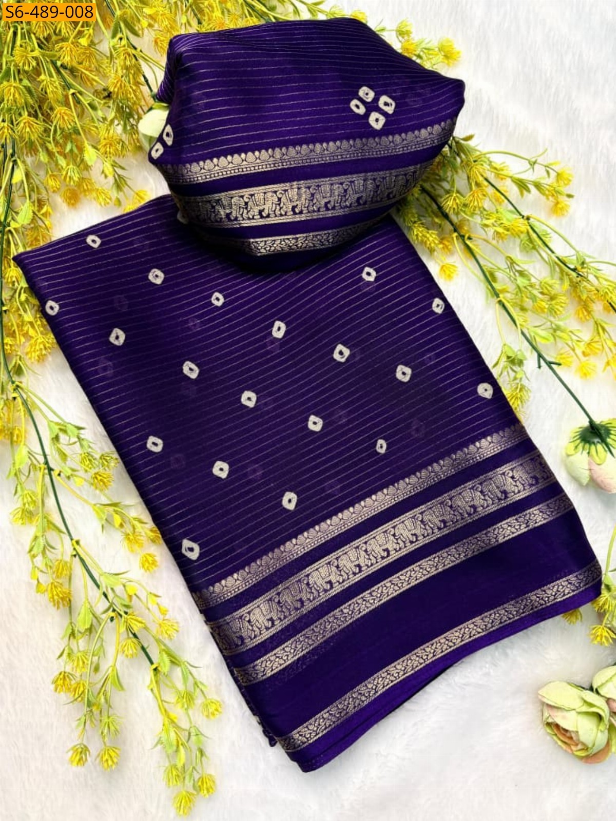 Violet Fancy Crepe silk sarees
