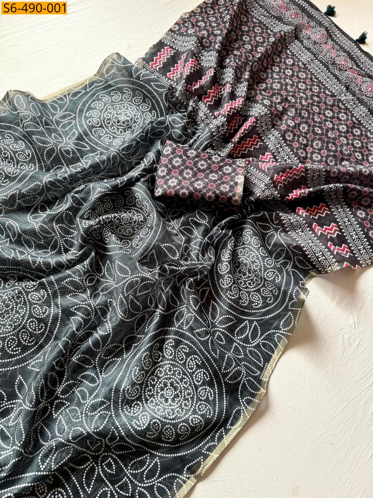 Black Fancy Chanderi Cotton Silk  Saree